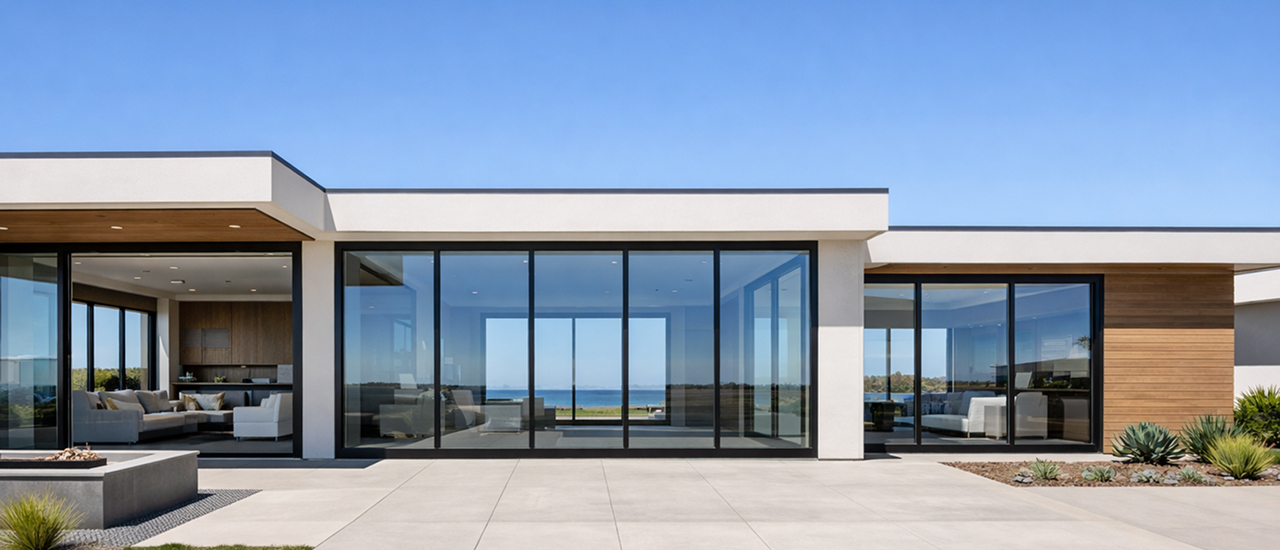 Modern aluminum windows with slim frames