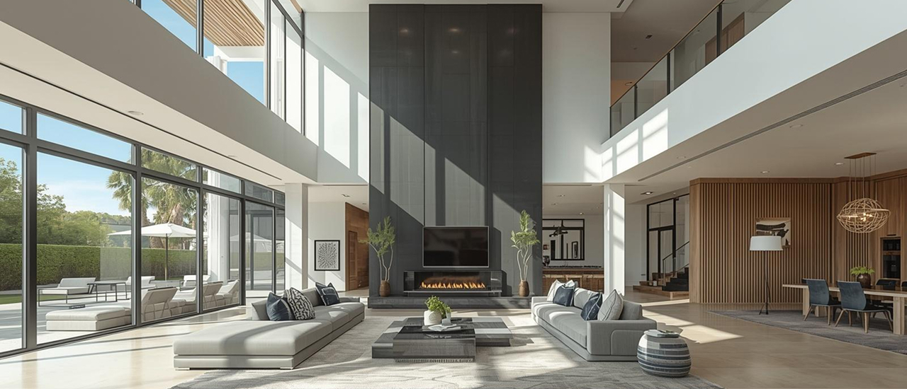 Bold accent wall painting in deep charcoal or navy