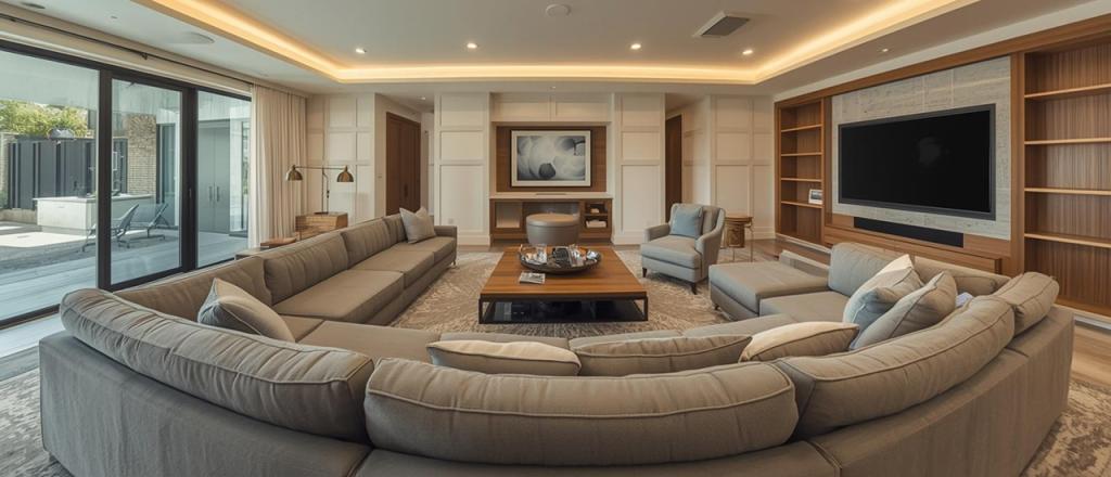 Family entertainment room converted from garage