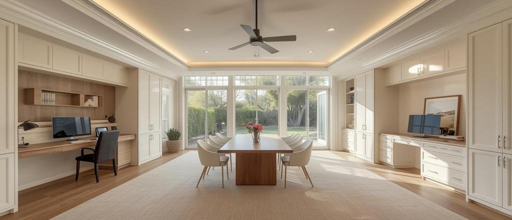 Garage converted into a modern home office space