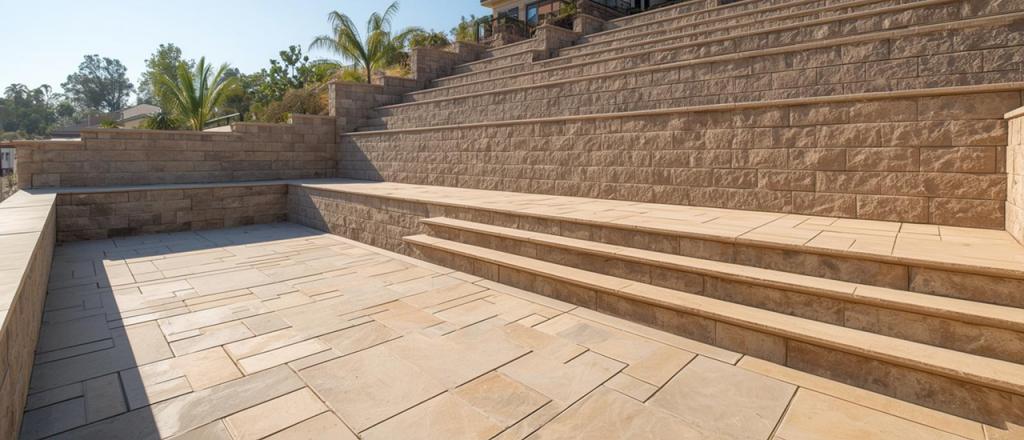 Custom paver patio with modern outdoor furniture