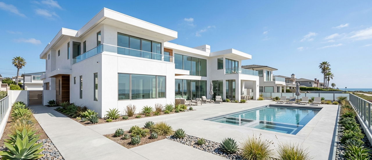 Clean, mildew-resistant exterior paint on a San Diego home