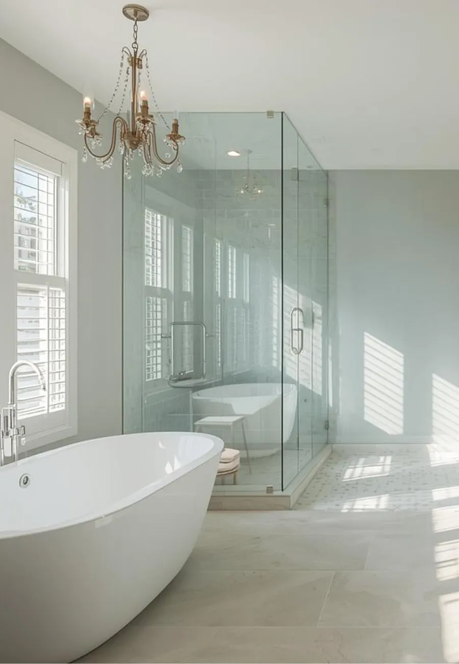 Luxury bathroom remodel with modern vanities and upgraded showers