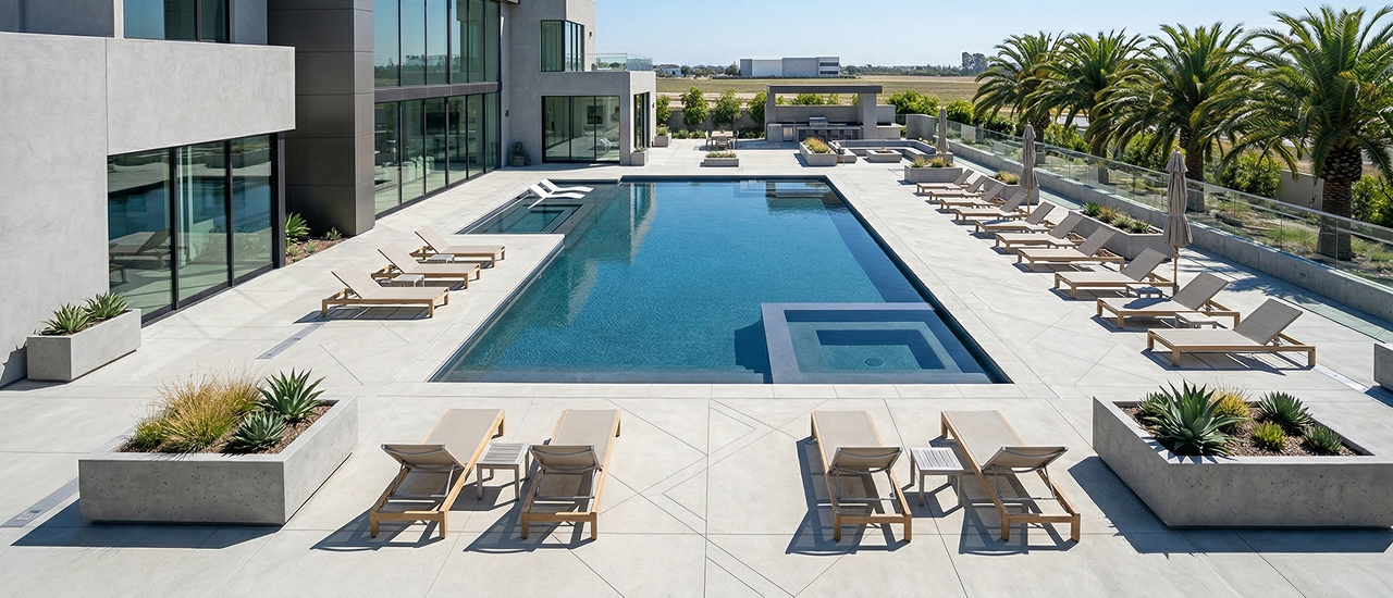 High-end composite deck with modern railing