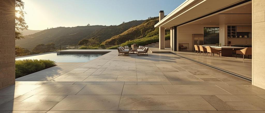 Custom paver patio with modern outdoor furniture