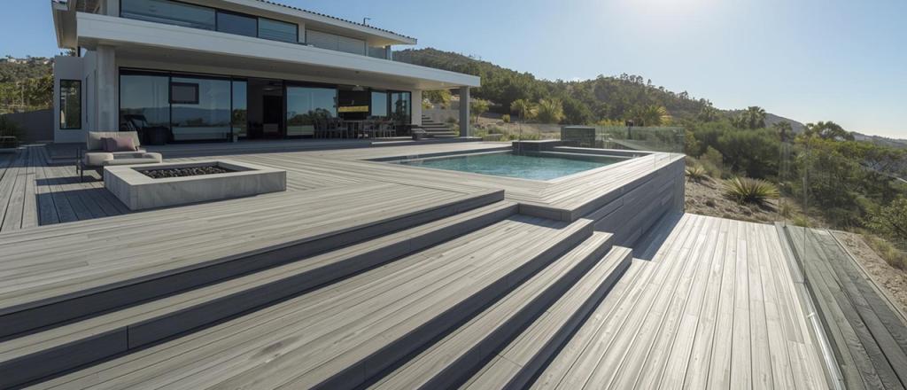 Warm cedar wood deck
