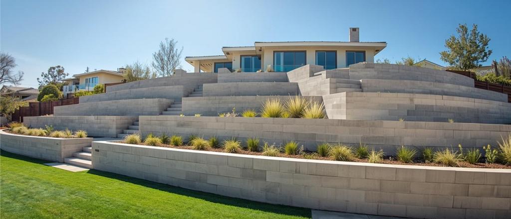 Outdoor kitchen with built-in grill and stone countertops