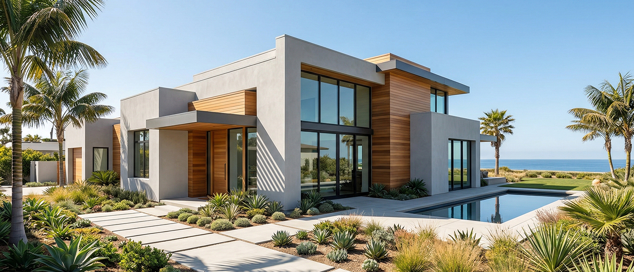 Coastal home exterior protected against moisture and salt air