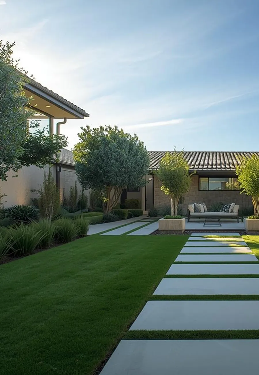 Professional landscaping with lighting and native plants