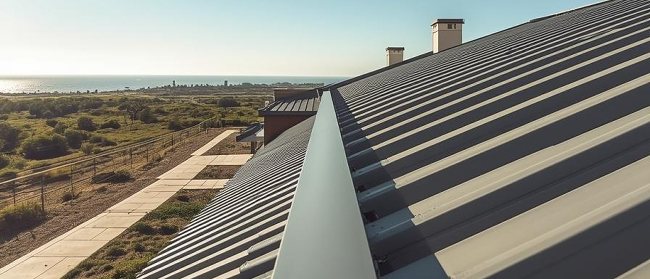 Seamless gutter installation on a residential home